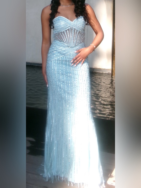 Jovani Dresses & Skirts - Jovani Light Blue Beaded Prom Gown Size 6